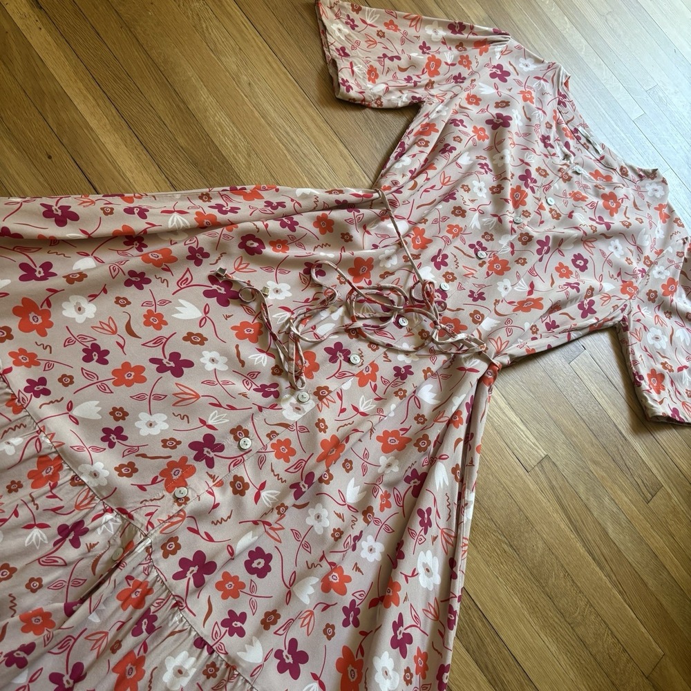 Vanessa Tobler Garden Floral Maxi Dress Women's P‎ Small Buttons Feminine Brunch